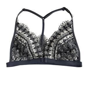 Victoria's Secret Gray Black and  White Lace Racerback Bralette Size XS